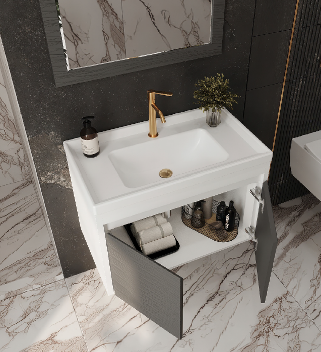  کابینت روشویی روژینا سفید همراه با سنگ روژینا آستر بومرنگ در رشت 
