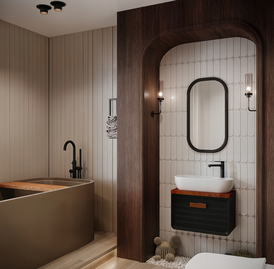  کابینت روشویی کلین طوسی روشن همراه با سنگ بومرنگ در رشت 